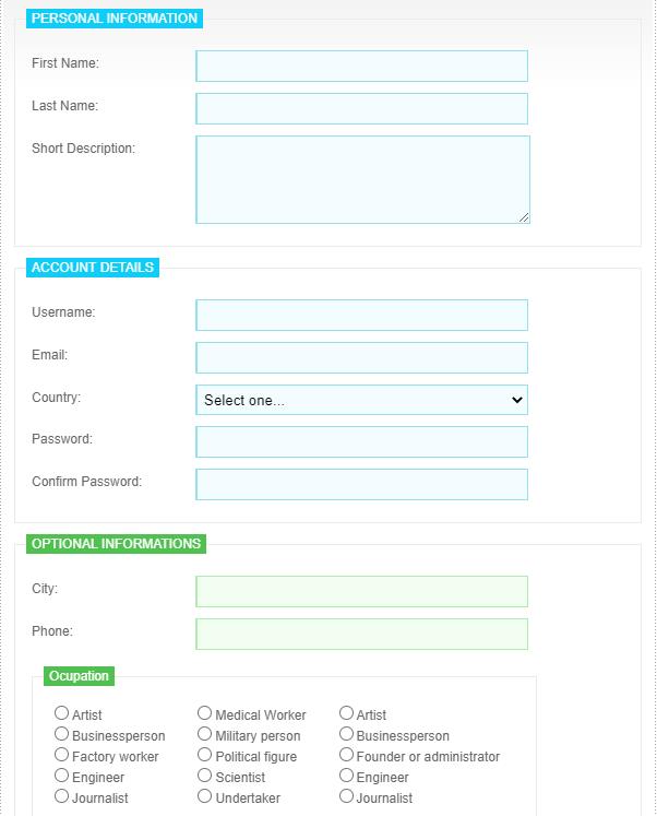 Form报名表单html模板下载