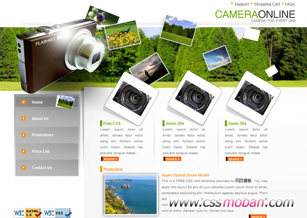 相机产品展示网站模板