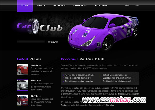 紫色炫彩汽车俱乐部整站