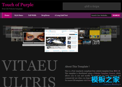 紫色3D幻灯展示型HTML模板
