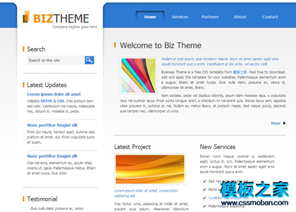 蓝色简洁的商务专用HTML模板