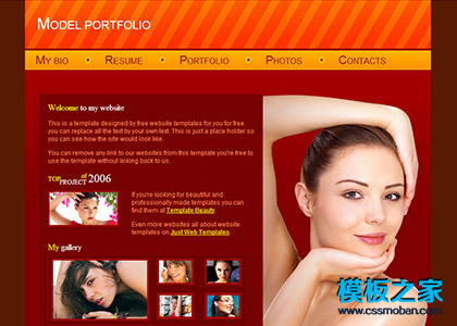 橙色斜纹女性美容护肤网站模板