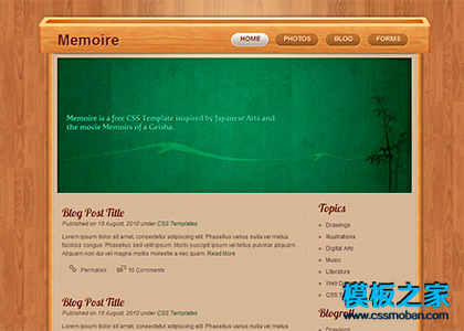 漂亮的棕色木纹3D风格网站模板