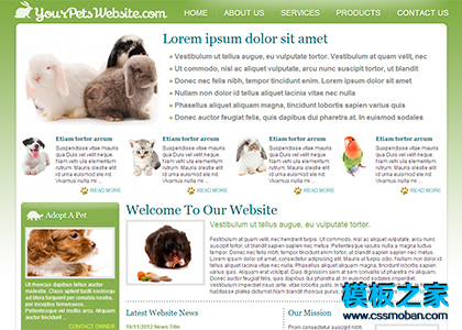绿色迷你宠物世界网站模板下载