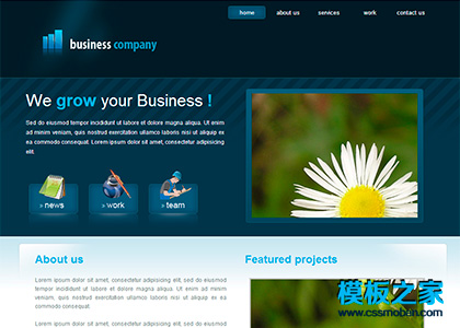 蓝色硬朗商务风格企业网站模板