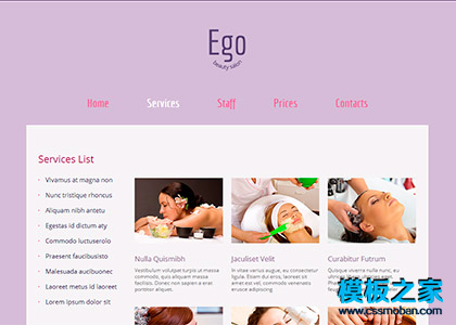 紫色纯净扁平化spa美容护肤网站模板