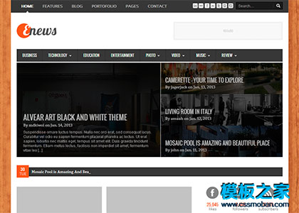 黑色扁平化设计新闻媒体整站html模板