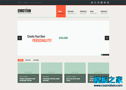 Emotion简洁多图展示企业整站模板