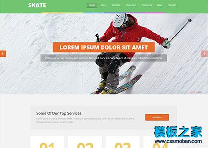 绿色滑雪运动体育网站模板