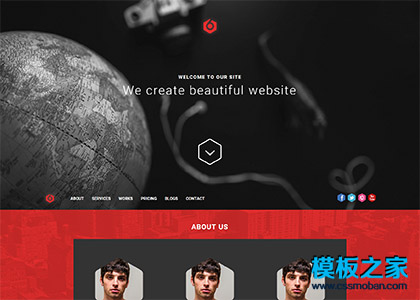 红黑设计扁平化大气ui设计网站模板