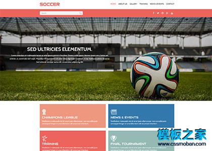 足球运动新闻门户扁平化宽屏网页模板