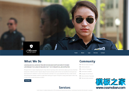 蓝色漂亮响应式警官学校网站模板