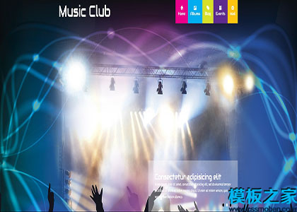 Music Club青春七彩光线演唱会主题网页模板