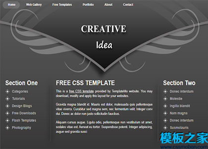 creative idea灰色或黑色三列web网站模板