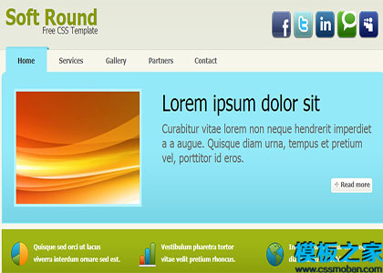 soft round干净整洁浅蓝浅绿标准页网站模板