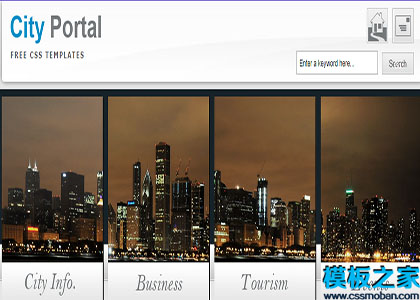 city portal白色页眉浅灰色3列单页应用网站模板