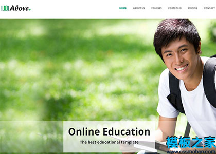 above大气简约绿色主题照片展示线上教育网站模板