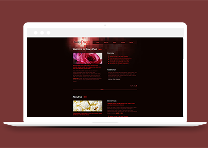 红色视觉效果玫瑰花朵浪漫风主题作品展示个人博客网站模板