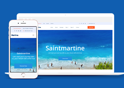 清新顶级海滩度假酒店自举引导式网站模板