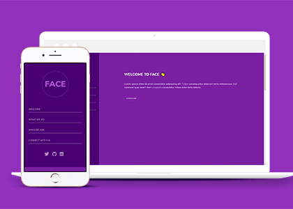 紫色大气简洁左右分栏个人简历网站模板