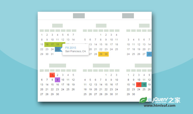 基于Bootstrap3的带记事功能的全年日历插件