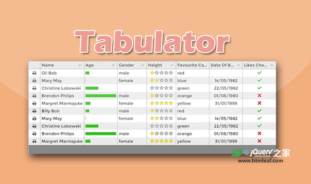 Tabulator-基于jQuery UI的实用表格插件