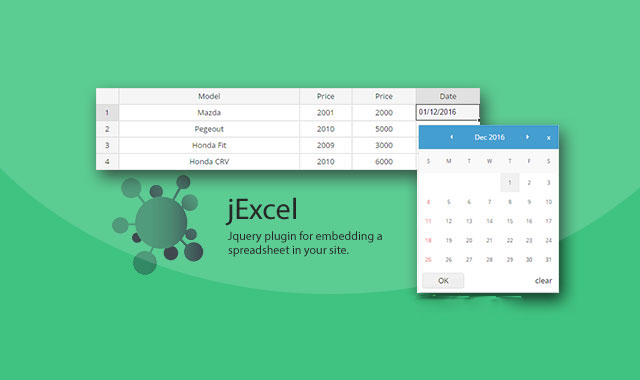 jExcel-类似Excel的jquery电子表格插件
