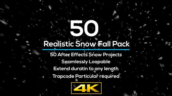 AE 50种下雪天气真实雪花飞舞场景合成特效Realistic Snow Falls Project Pack模板