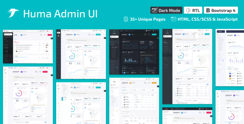 Huma Admin Dashboard PRO v2.0.0 Bootstrap 4管理后台HTML模板