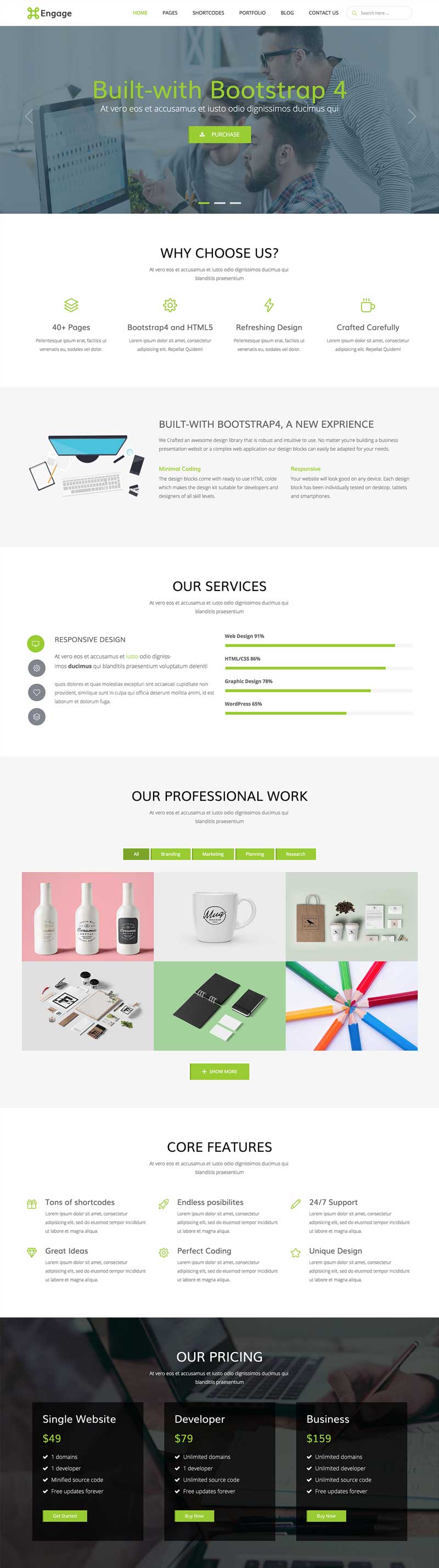 绿色响应式的广告设计公司网站ui模板下载