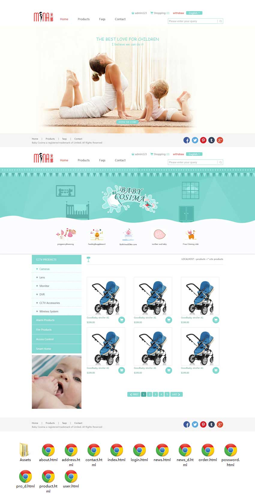 简洁的外贸婴儿用品网站响应式模板下载